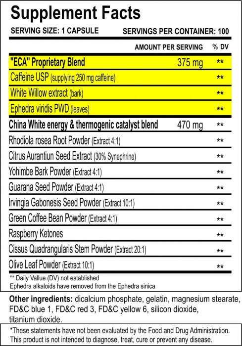 Cloma Pharma China White 25 100 cap