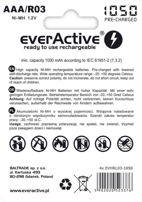 everActive Professional Line 4xAAA 1050 mAh