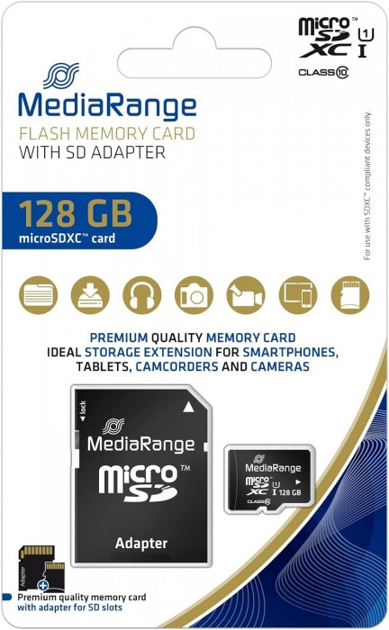 MediaRange microSDXC UHS-I Class 10 with Adapter 128Gb