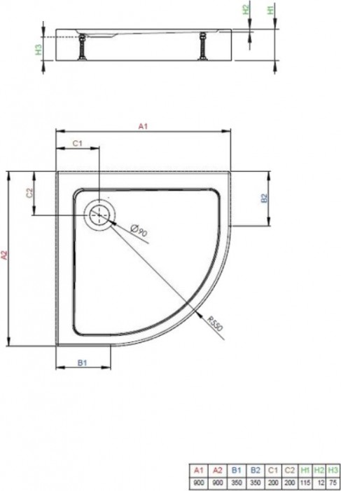 Radaway Lupo A Compact LUA9090115-05