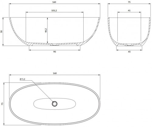 Omnires SHELL M+ 160x75 SHELLWWBP