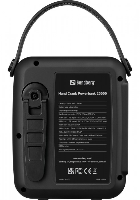 Sandberg Hand Crank Powerbank 20000