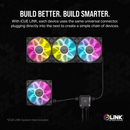 Corsair iCUE LINK RX140 RGB PWM Twin Pack Black