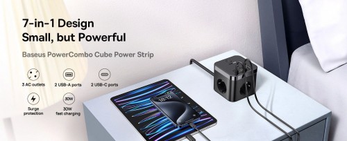 BASEUS PowerCombo Cube 7-Ports Power Strip 30W