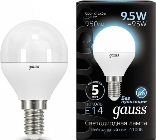 Gauss LED G45 9.5W 4100K E14 105101210