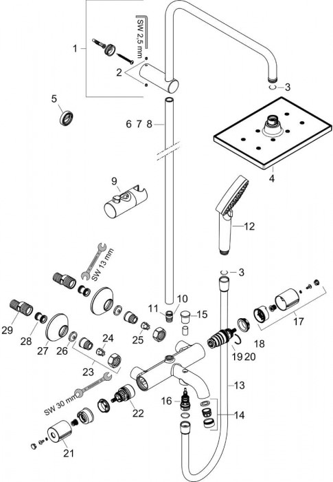 Hansgrohe Vernis Shape Showerpipe 230 EcoSmart 26098000