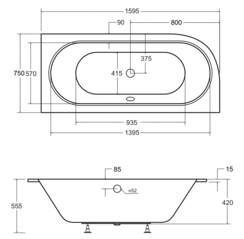 Besco Avita Slim+ 160x75 WAV-160-NPP