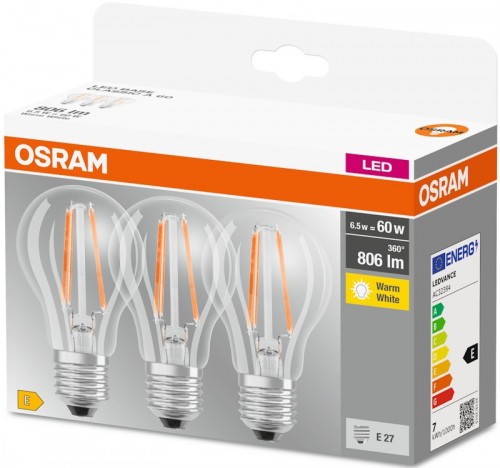 Osram LED Base A60 7W 2700K E27 3 pcs