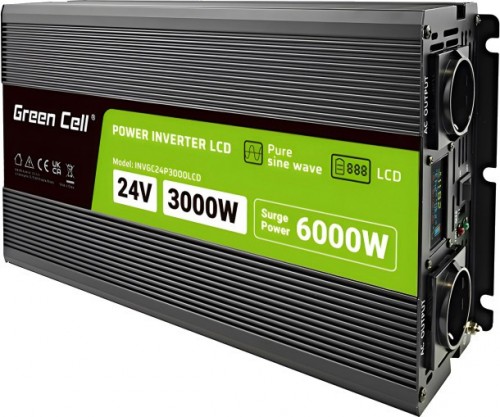 Green Cell Power Inverter LCD 24V to 3000W/6000W Pure Sine