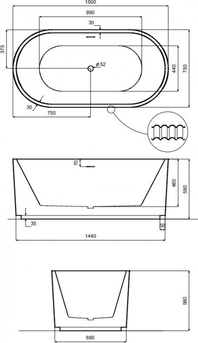 Besco Giuliana 150x75 WAS-150-GL