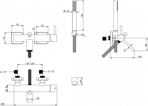 Bongio T-Square 52526CR0DPR