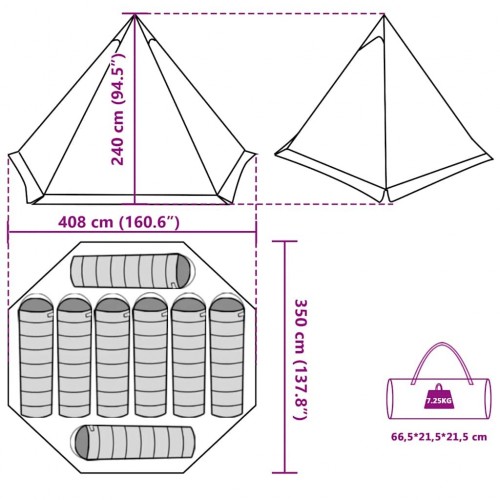 VidaXL Family Tipi 8-Person Waterproof