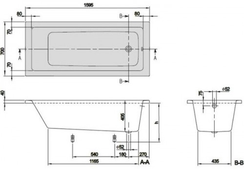 Villeroy & Boch Targa Plus Mono 160x70 UBA167NES2V01