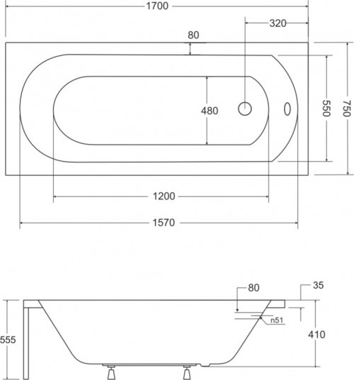 Besco Intrica 170x75 WAIN-170-PK