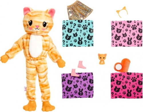 Barbie Cutie Reveal Doll with Kitty Plush Costume and 10 Sur