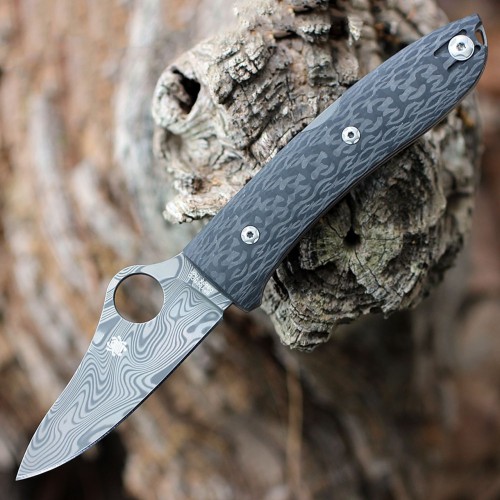Spyderco Spyopera Carbon Damascus