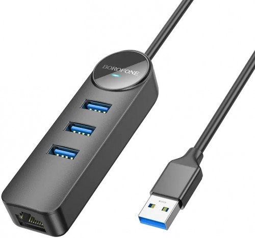 Borofone DH6 Erudite 4-in-1 3xUSB3.0 + RJ45 (1.2m)