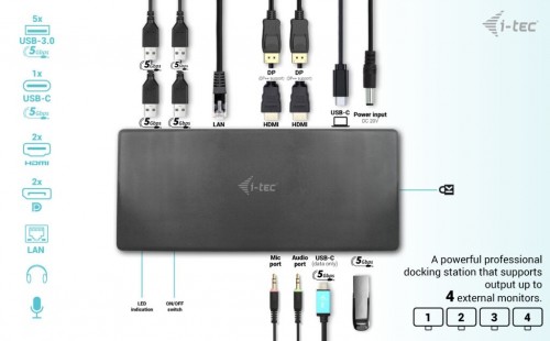 i-Tec USB-C Quattro Display Docking Station with Power Deliv