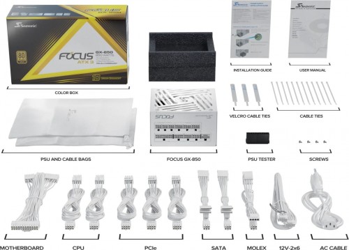 Seasonic FOCUS GX-850 ATX 3.1 White