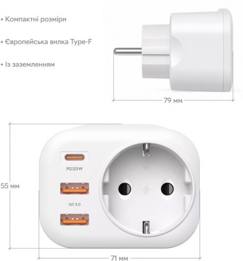 RZTK SuperCharger 20W 2xUSB-A + USB-C
