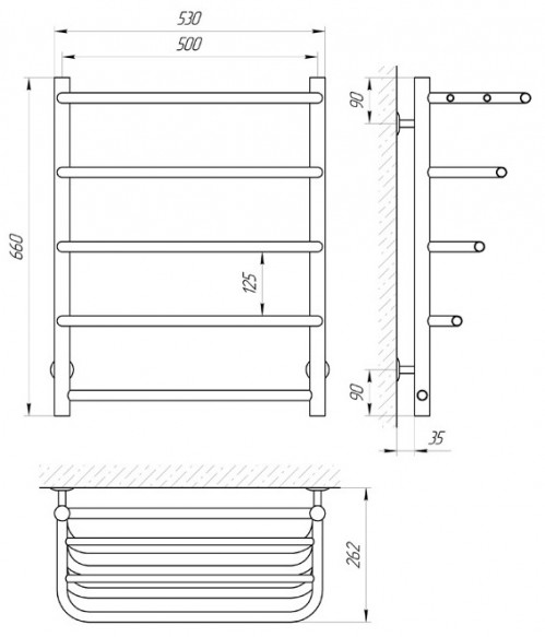 Чертеж с размерами LARIS Standart Shelf E 530x660/5