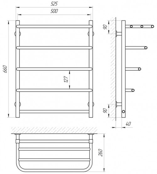 Чертеж с размерами LARIS Zebra Standart E 525x660