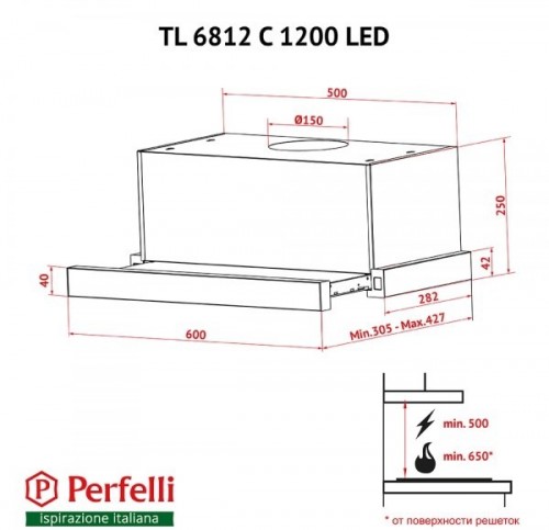 Perfelli TL 6812 C BL 1200 LED черный