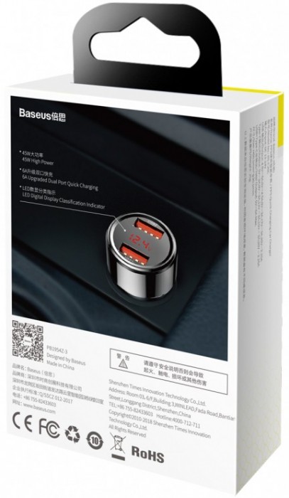 Упаковка BASEUS Dual USB Quick Chargering Car Charger