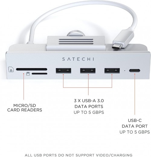 Satechi Aluminum Type-C Clamp Hub for iMac 24''