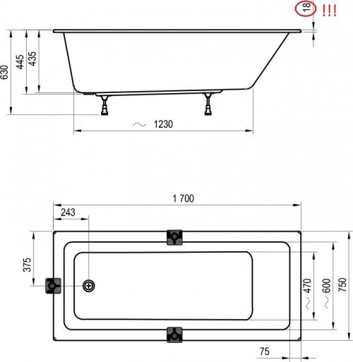 Ravak 10° Slim 170x75 CA71300000