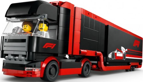 Lego F1 Truck with RB20 and AMR24 F1 Cars 60445