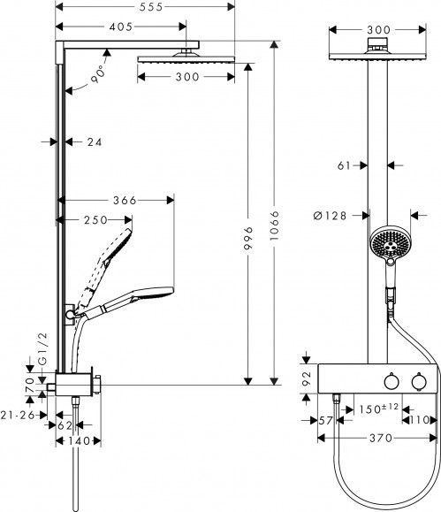 Hansgrohe Raindance E EcoSmart ShowerTablet 350 27362000