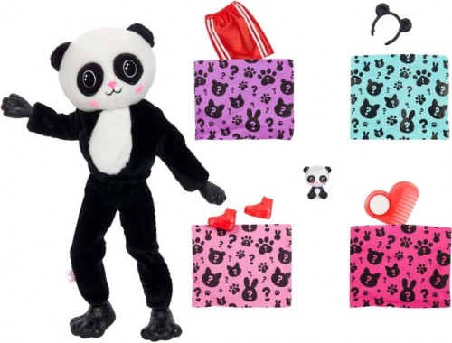 Barbie Cutie Reveal Doll with Panda Plush Costume and 10 Sur