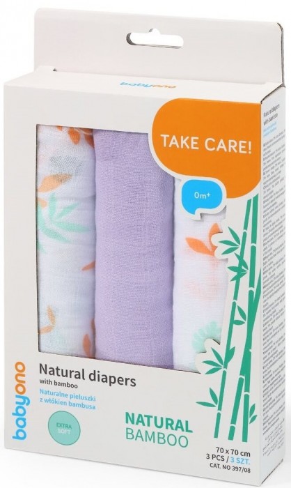 BabyOno Natural Bamboo Underpads 70x70 / 3 pcs