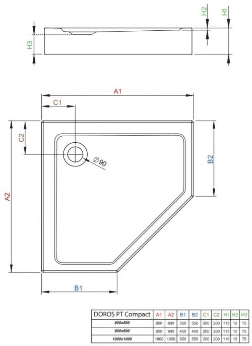 Radaway Doros PT Compact SDRPT8080