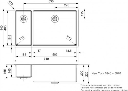 Reginox New York 18x40+50x40 L Comfort R27790