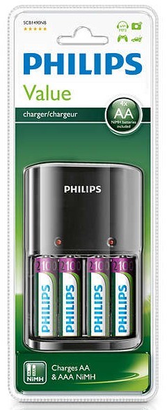 Philips MultiLife Charger + 4xAA 2100 mAh