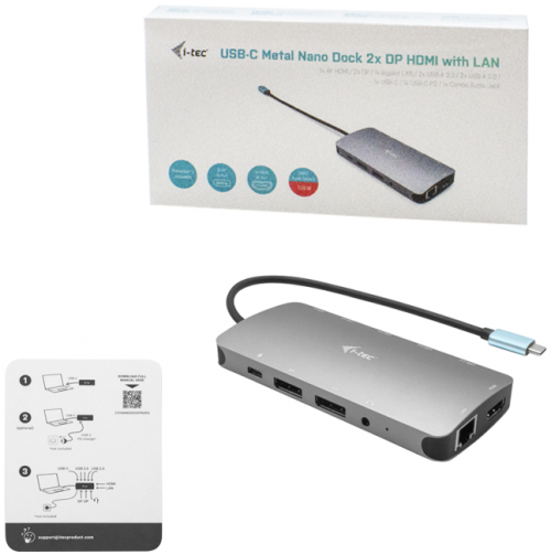 i-Tec USB-C Metal Nano 3x Display Docking Station + Power De