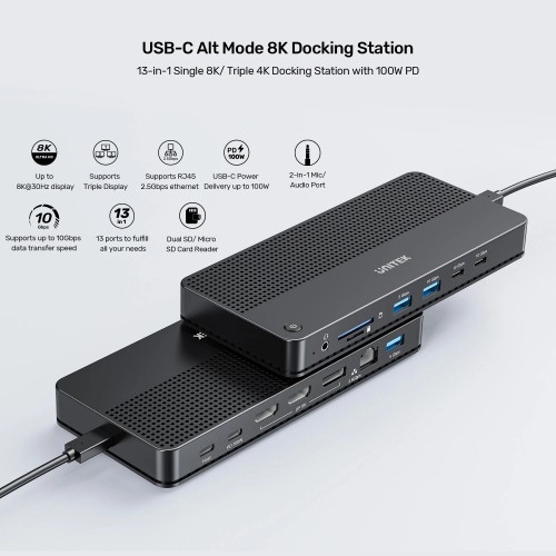 Unitek USB-C 8K Docking Station with 100W PD