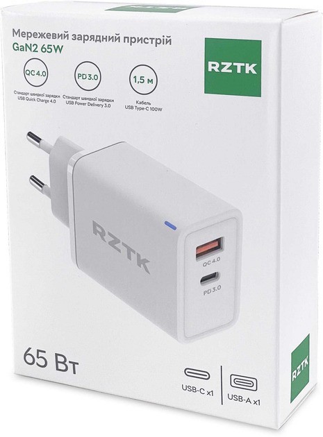 RZTK GaN2 65W USB-A + USB-C