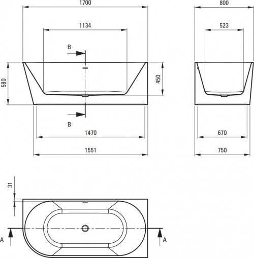 Deante Silia 170x80 KDS 017P