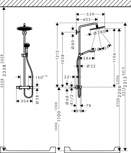 Hansgrohe Croma Select S Showerpipe 280 26790