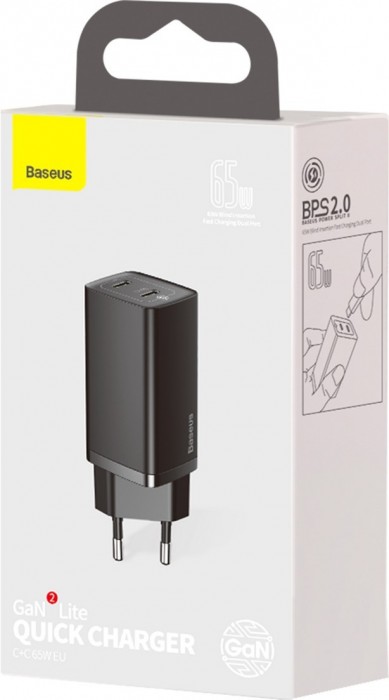 Упаковка BASEUS GaN2 Lite Quick Charger 2xC 65W