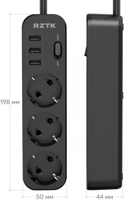 RZTK Power Strip 3+3 USB-A