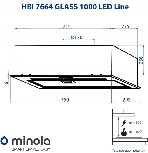 Minola HBI 7664 WH GLASS 1000 LED