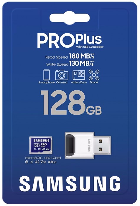 Samsung PRO Plus microSDXC + Reader 2023 128Gb