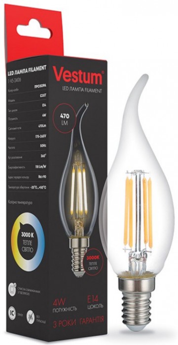 Vestum C35T Filament 4W 3000K E14