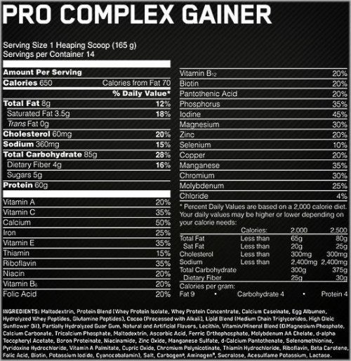 Optimum Nutrition Pro Complex Gainer