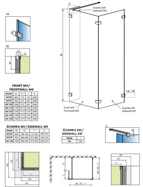 Radaway Euphoria Walk-in IV W4 90