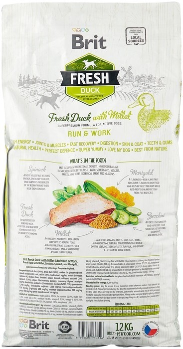 Brit Fresh Duck with Millet Adult Run & Work 2.5 kg